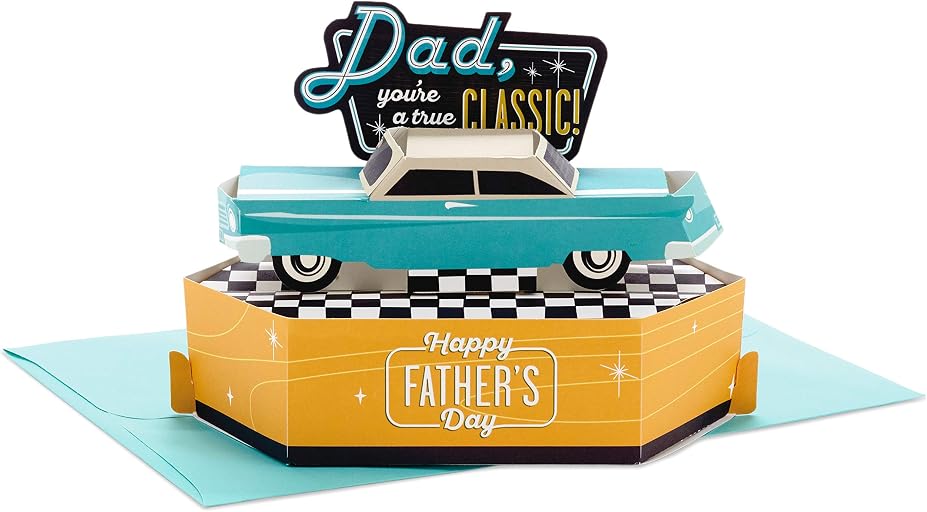 Hallmark Paper Wonder Displayable Pop Up Fathers Day Card for Dad (Classic Car)
