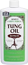 HOPE'S 100% Pure Tung Oil, Food Safe, Premium Waterproof Natural Wood Finish and Sealer for Indoor and Outdoor Projects,16 Fl Oz, 1 Pack