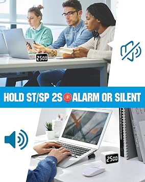 TPNEG Digital Pomodoro Timer for Desk Productivity, 5/15/25-Minute Default Settings, Small Timer for Kids, Study & Tasks, USB Rechargeable Time Management Tool