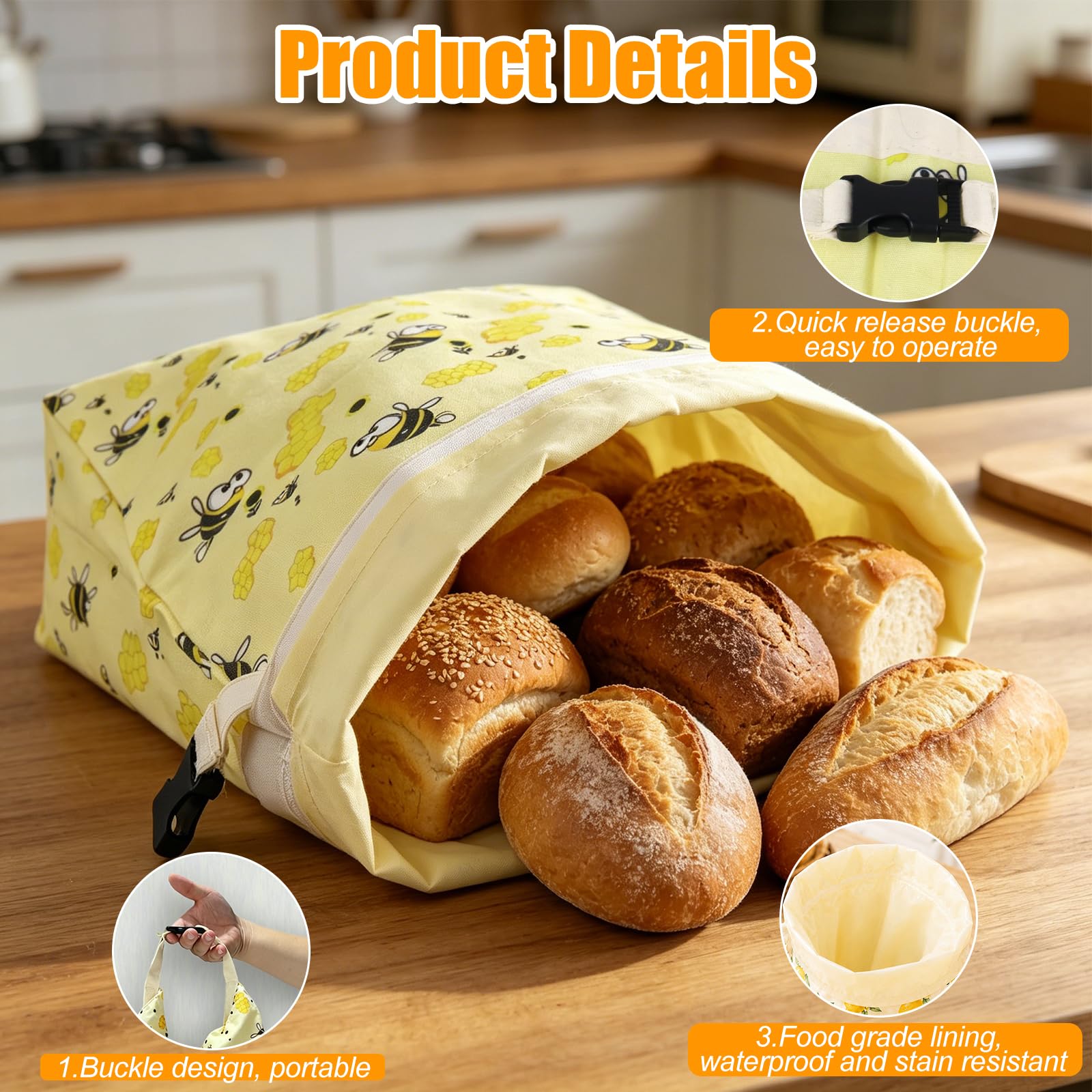 2 Pezzi Sacchetto per Pane in Cera d'Api Naturale ,Sacchetti di Cotone Riutilizzabili Extra Grandi,Sacchetti di Cotone Riutilizzabili Lavabili, per mantenere il pane e i prodotti da forno 32 × 43 cm