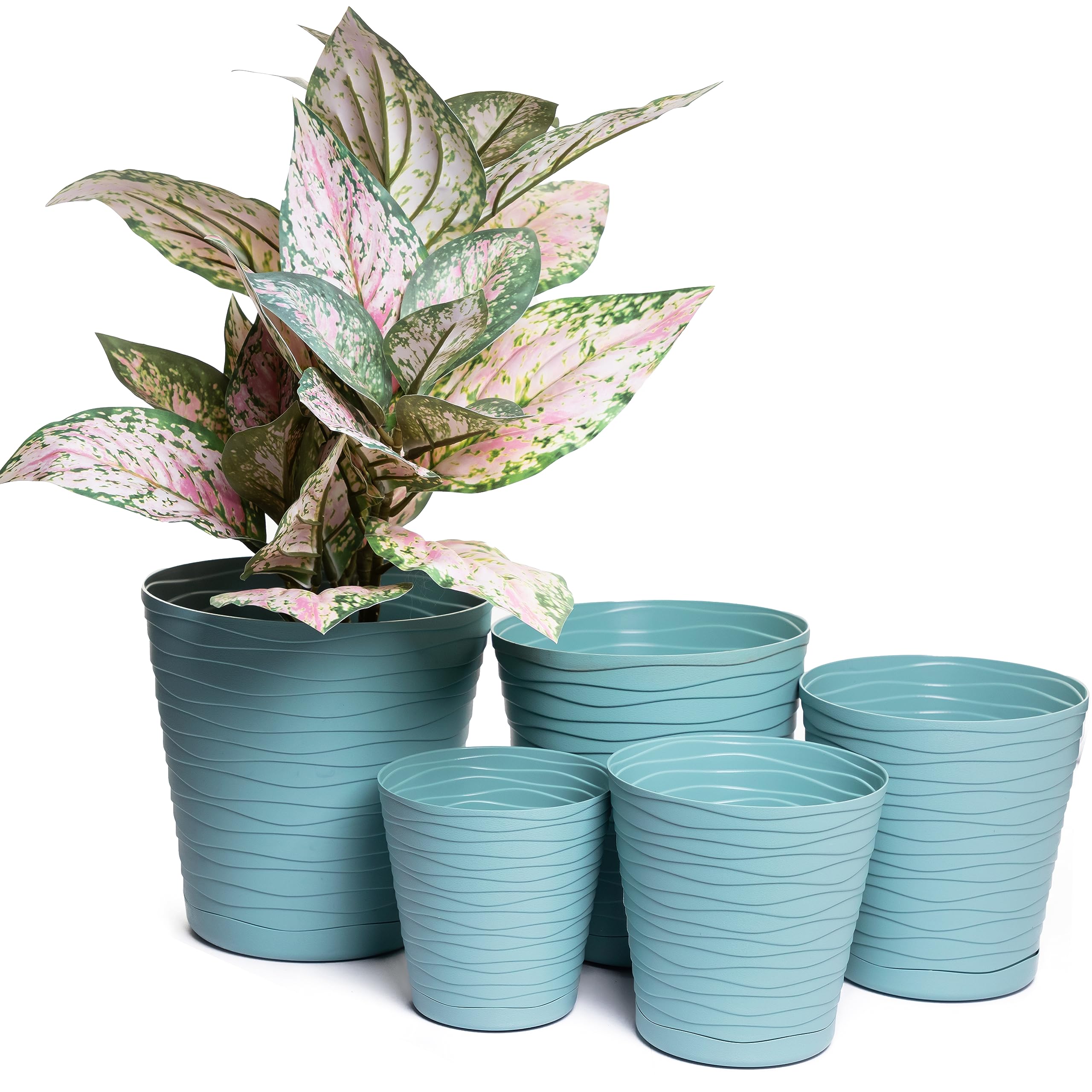 Home Garden Ornaments Tedi Grn Blumentpfe Indoor 5er Set Gren  13/15/17/19/21cm - Kunststoff Pflanztopf Outdoor mit Untersetzer - Deko  Blumentpfe - Blumentopf fr Zimmerpflanzen (Grn): Amazon.de: Garten