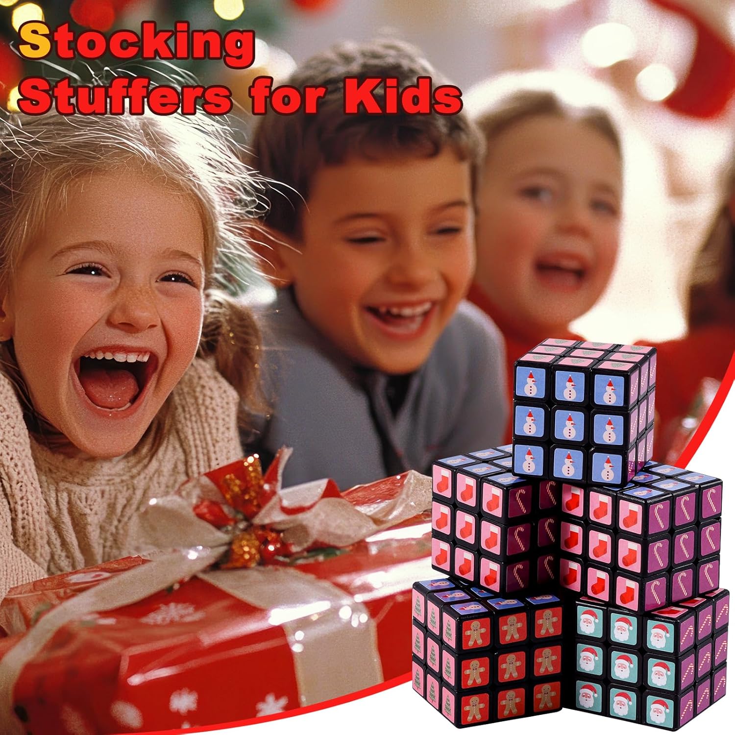 48 Pcs Mini Cubes Bulk, Christmas 1.18 Inch 3x3x3 Puzzle Cube Set, Stocking Stuffers for Kids, Birthday Party Favors, Classroom Prizes, Stress Relief Fidget Toys, Easter Basket Fillers