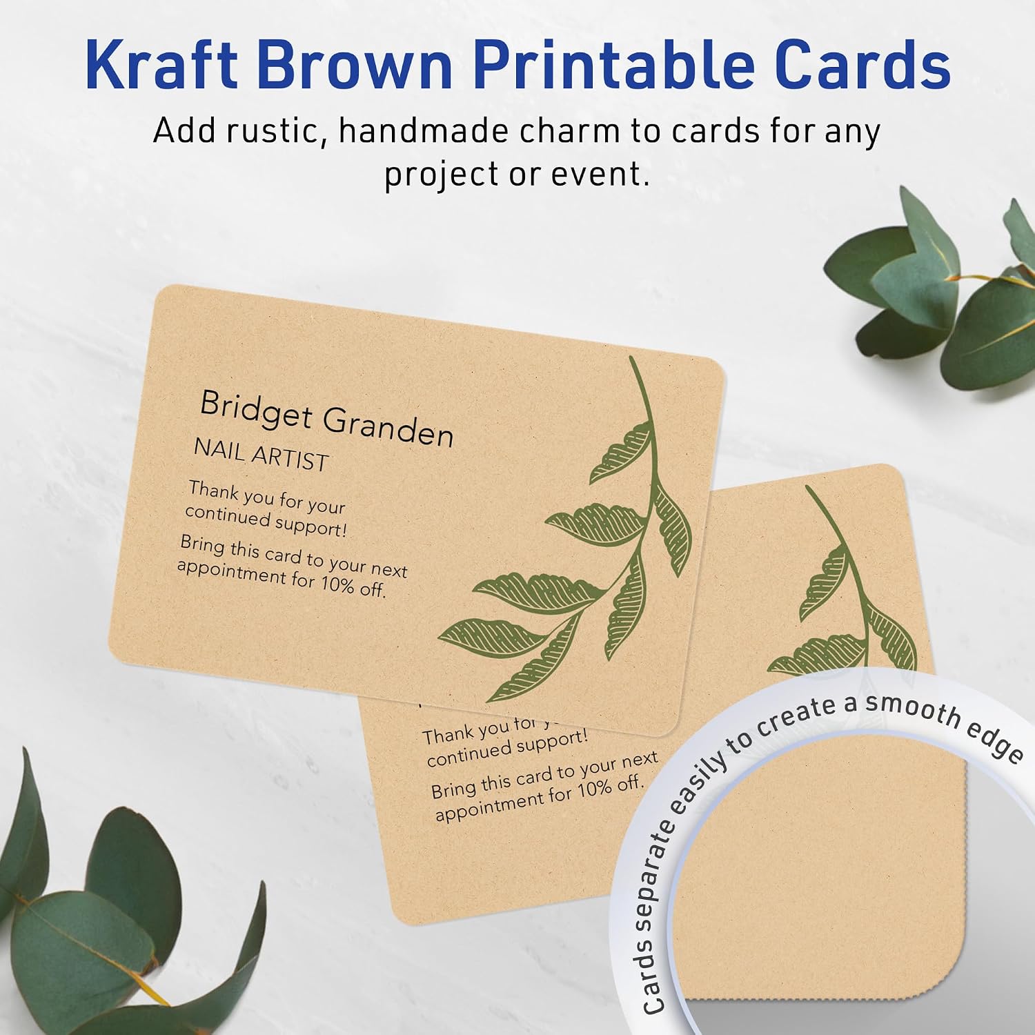 Avery Printable Rectangle Cards with Rounded Corners, 5" x 7", Kraft Brown Cardstock, Laser & Inkjet Printable, 100 Total, Great for Invitations, Thank You Messages, and More