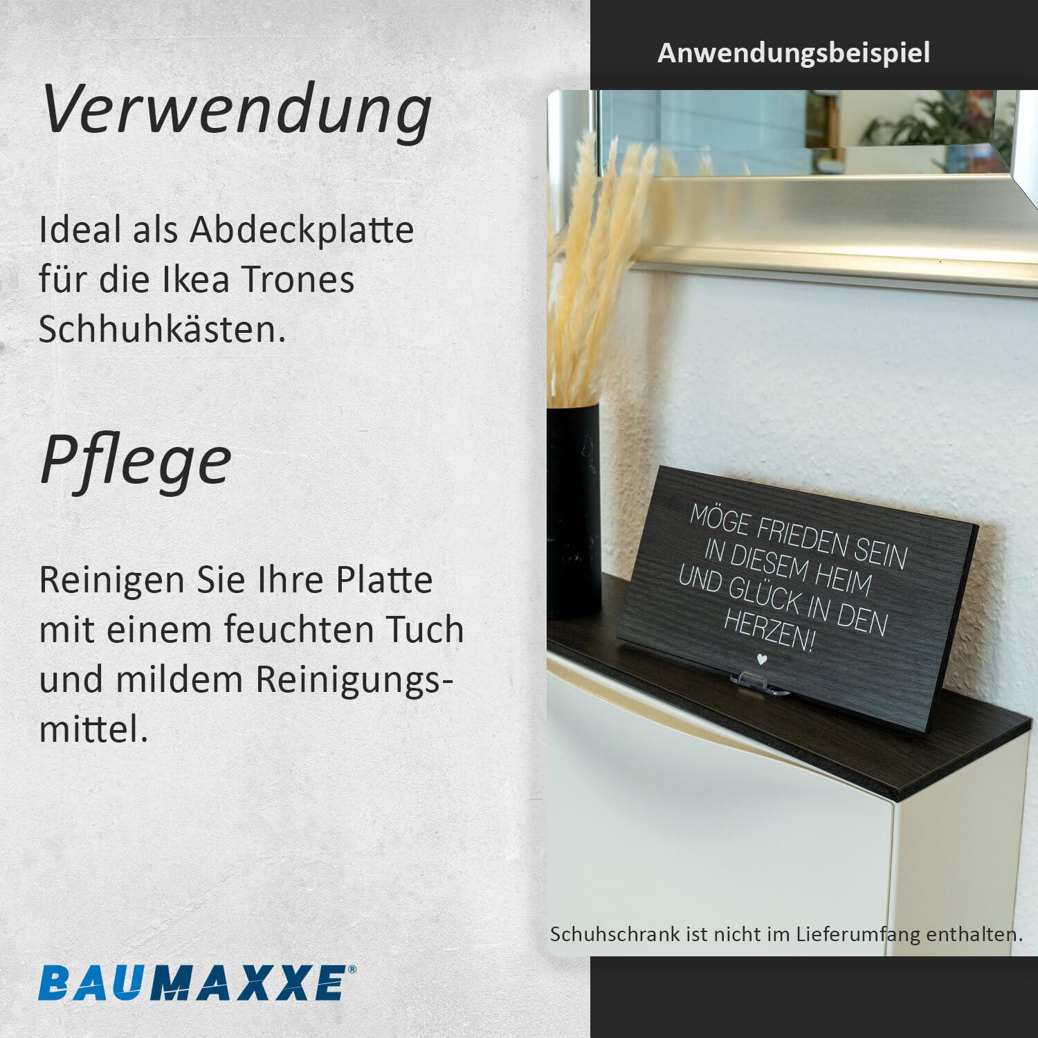 Abdeckplatte passend für Trones I 102,6 x 15,9 cm I rechteckig I Stärke: 10 mm I schwarz Ash I MDF Platte Melaminbeschichtung beidseitig I DIY-Projekte I bm358