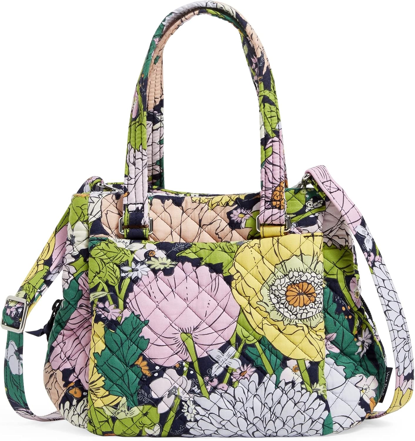 Vera Bradley Women's Cotton Mini Multi-compartment Crossbody Purse, Bloom Boom - Recycled Cotton, One Size: Handbags: 