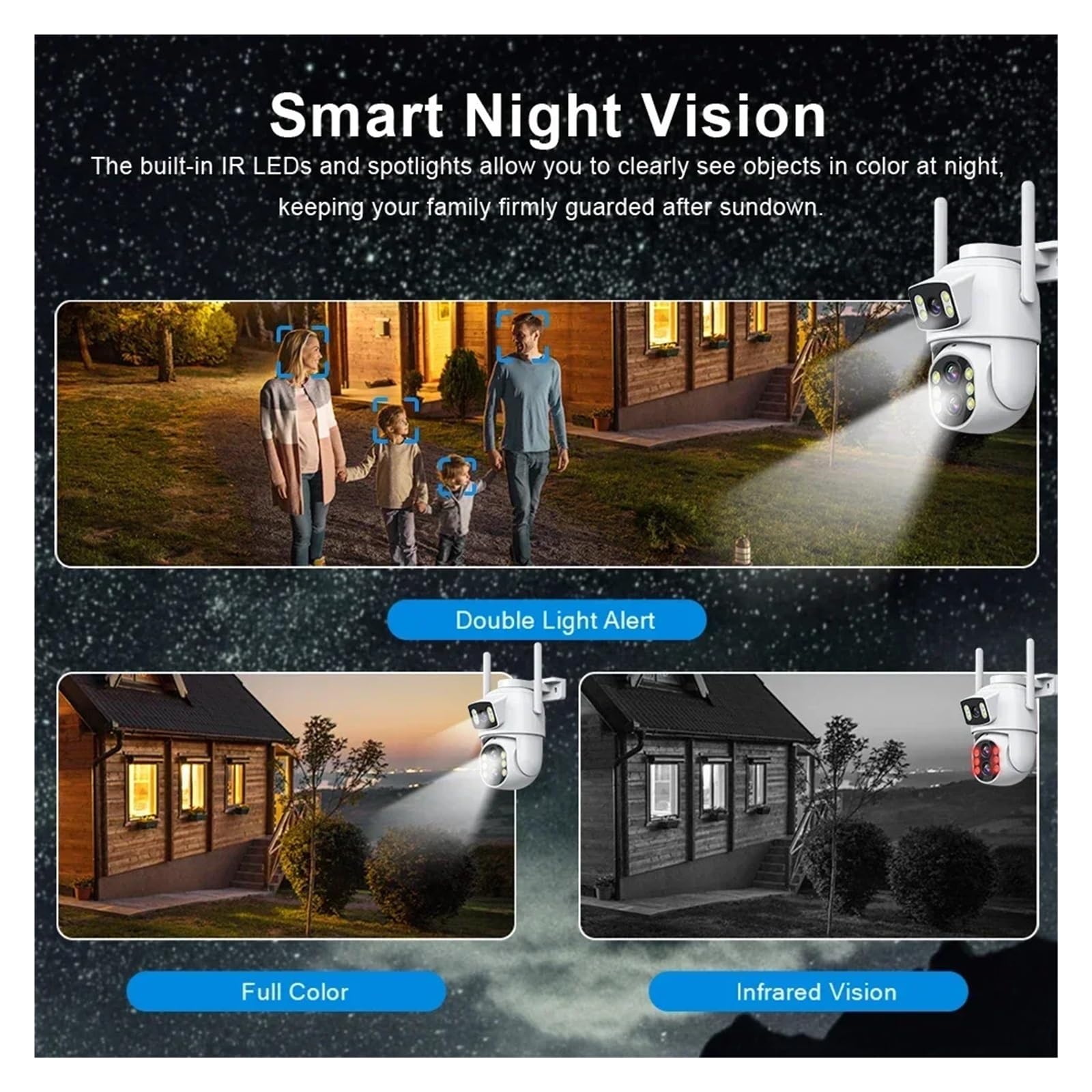 Caméra WiFi extérieure PTZ à Triple Objectif 6K