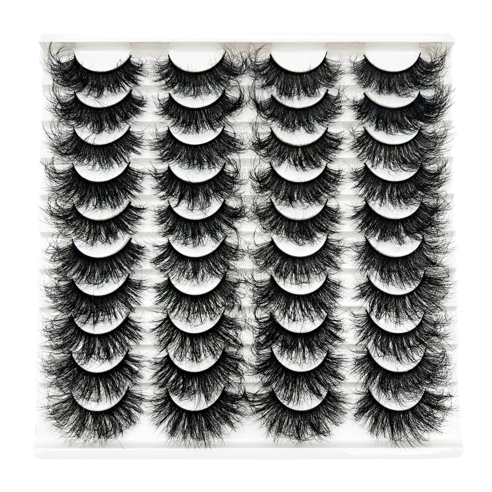 Lashes 25mm Fluffy Mink False Eyelashes Long 20 Pairs Dramatic Thick 3D 5D Faux Mink Lashes 4 Styles 25 mm Wispy D Curl Volume Fake Eyelashes Pack, by Kmilro: 15-Fluffy Mink Lashes 20mm-20 Pairs-LD06