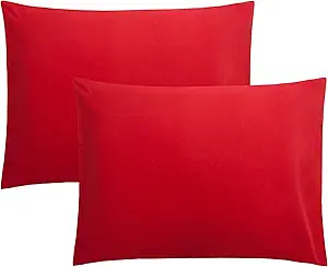FLXXIE Microfiber Pillow Cases Standard Size, Soft Pillowcases with Envelope Closure, Wrinkle, Stain Resistant Pillow Covers, 20x26, Red