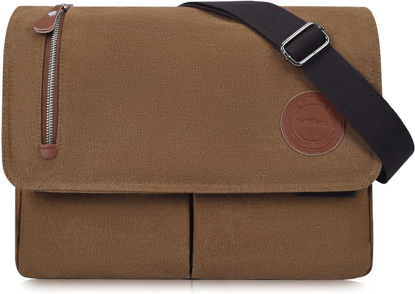 CAAORDKSO Vintage Canvas Satchel Messenger Bag for Men Women, Crossbody Bag Travel Shoulder Bag 13.5" Laptop Bag Bookbag Work | Vintage