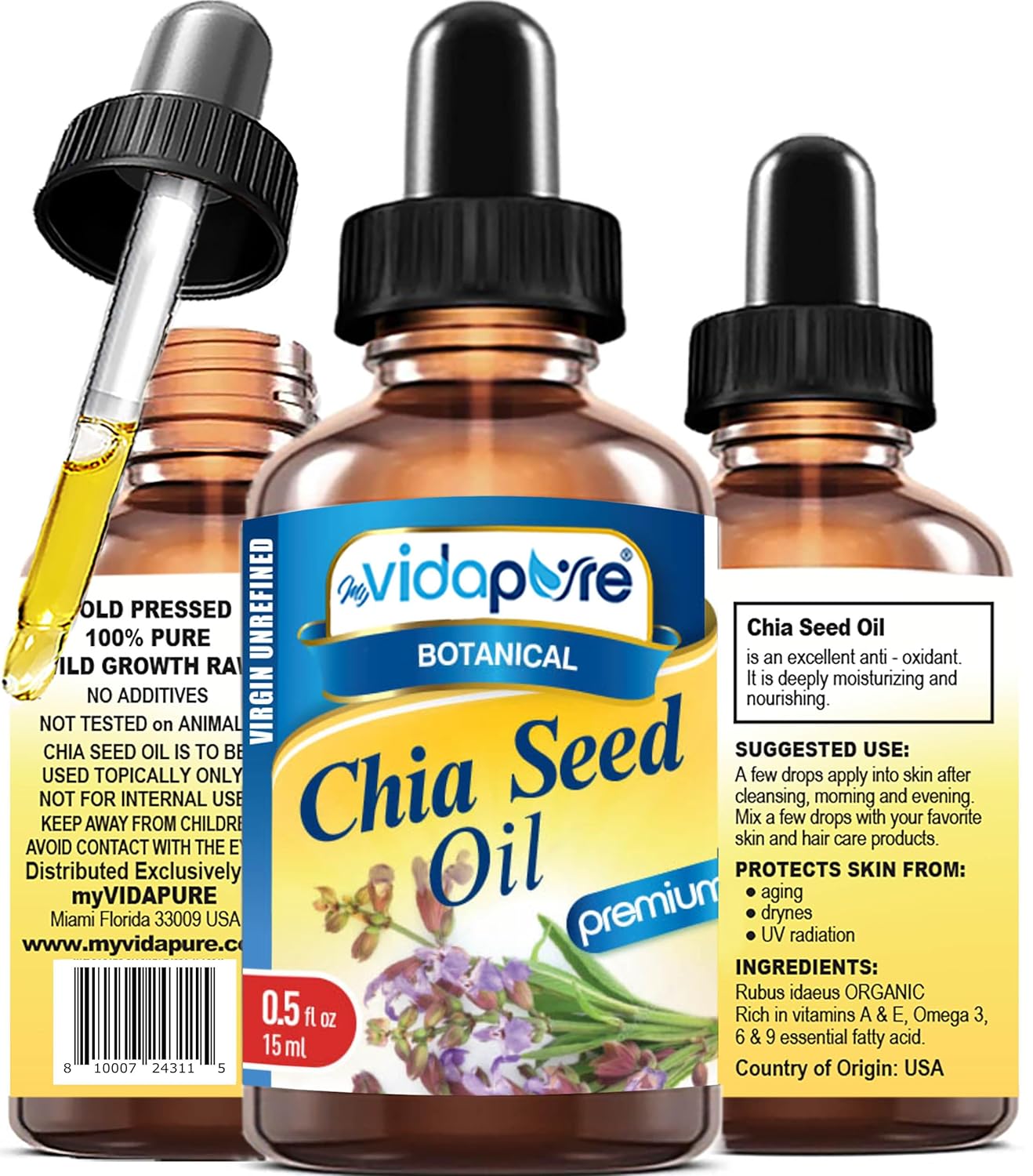 MYVIDAPURE CHIA SEED OIL Pure Natural Undiluted Refined