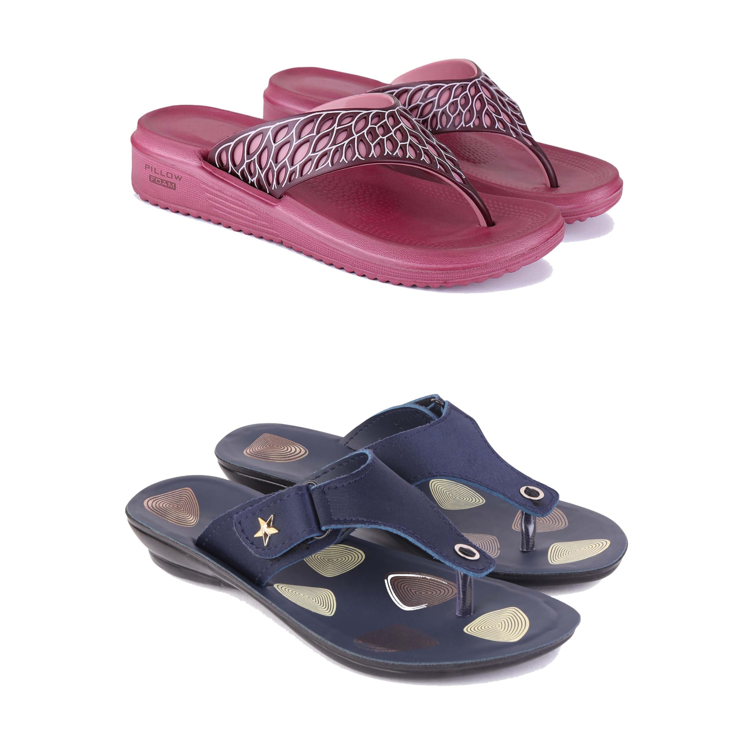 drackfoot Women's Sandals | Lightweight Wear| Stylish & Easy to Wear for Women's GR-SAN-(2-Combo)-1886-1973-picture-22