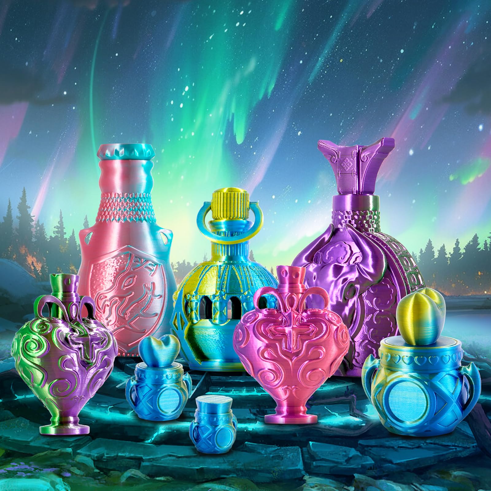 ERYONE Filamento PLA bicolore doppio 1,75 mm, filamento stampante 3D bobina da 1 kg +/- 0,03 mm, oro e blu