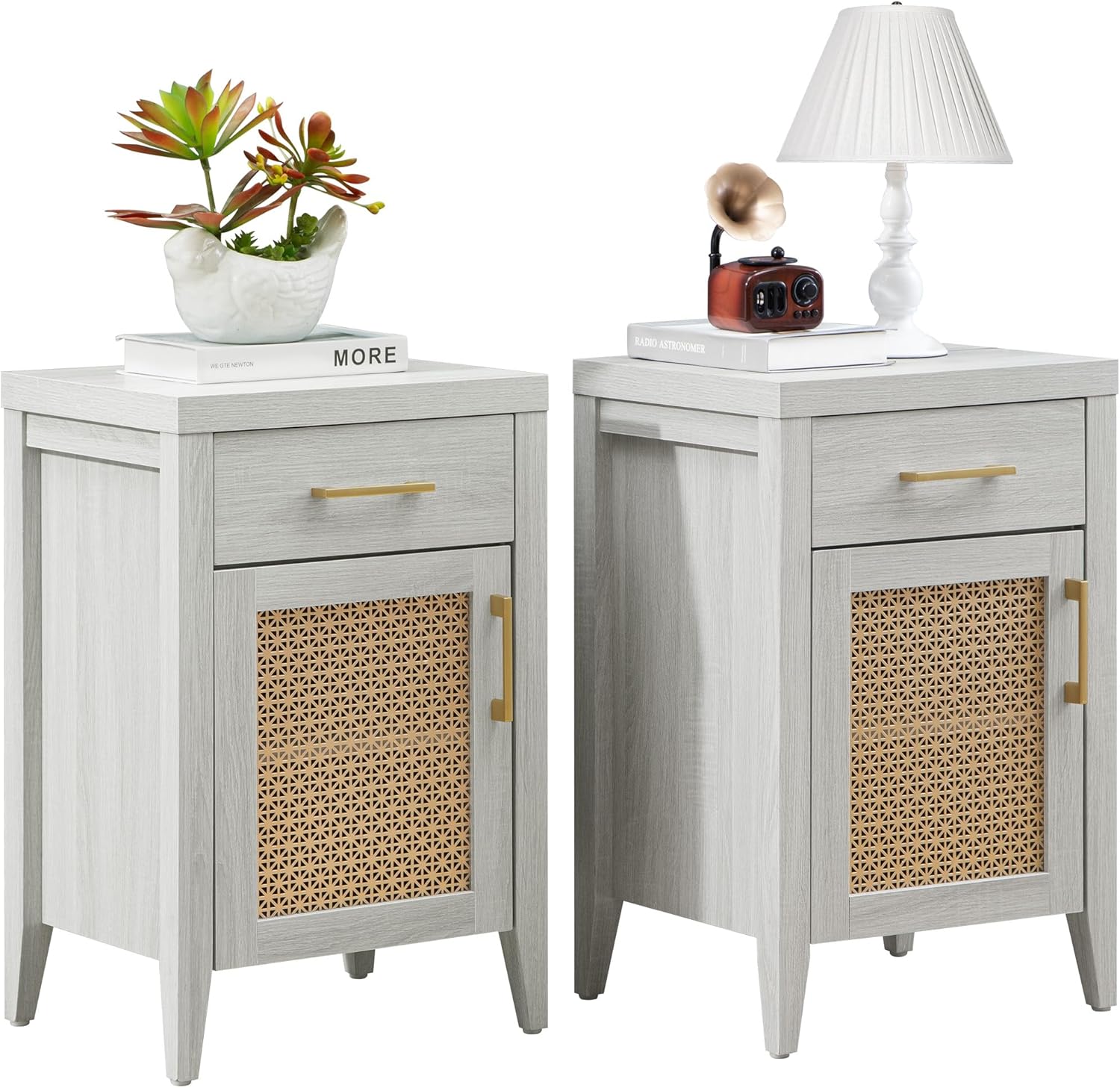 SICOTAS Tall Nightstands Set of 2 with Drawer, Modern