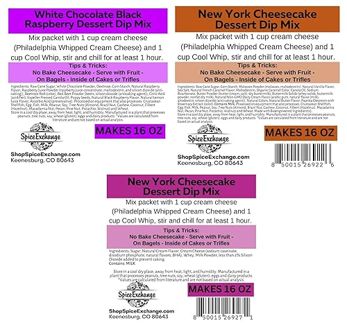 Miniatura 7 de Spice Exchange Dip Mix 6 paquete variado, incluye 1 paquete de cada pastel de queso de Nueva York, caramelo de sal marina, chocolate blanco,