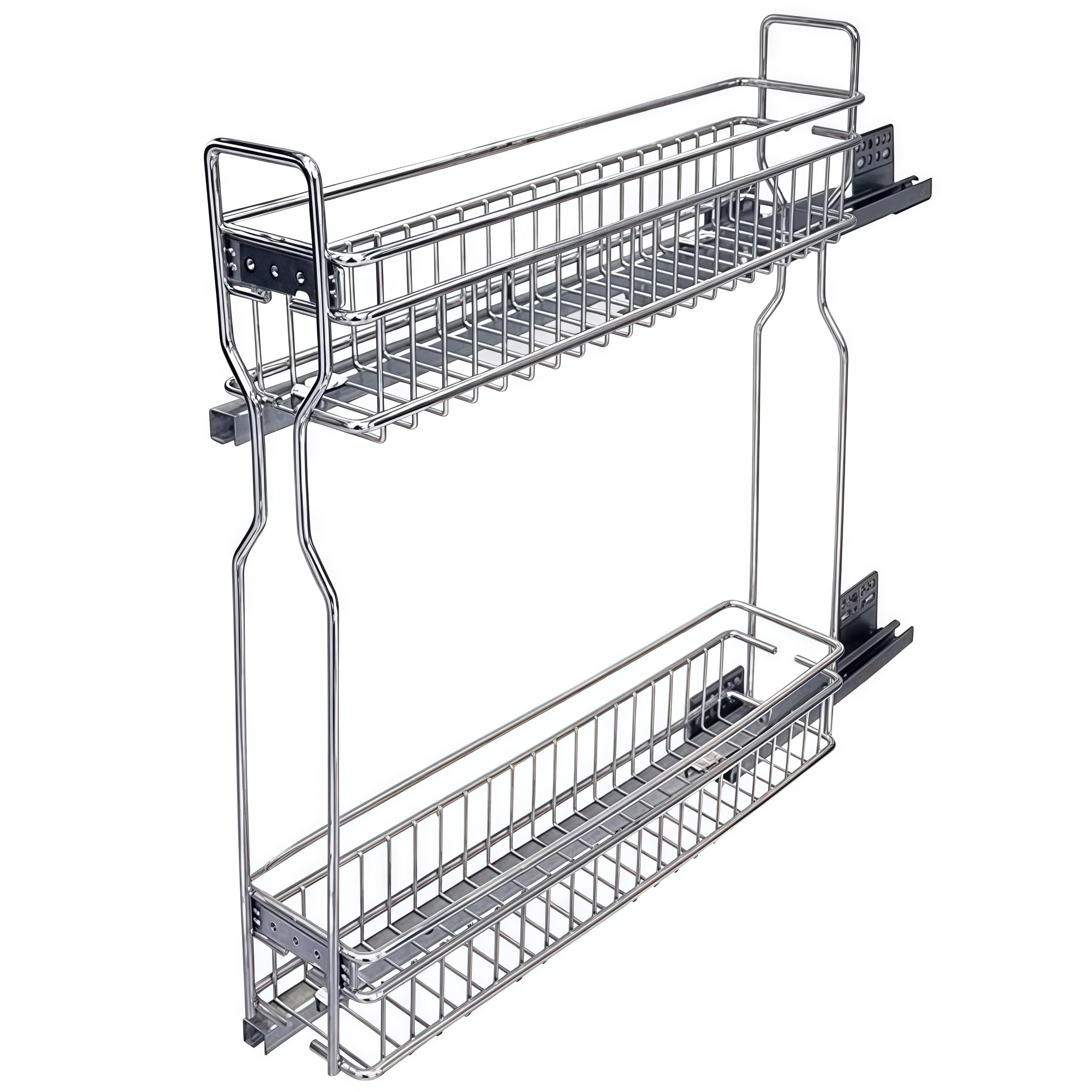 Organizador de especias, unidad de almacenamiento deslizante de 2 niveles para armarios estrechos, almacenamiento de cajones de acero inoxidable para la cocina del hogar