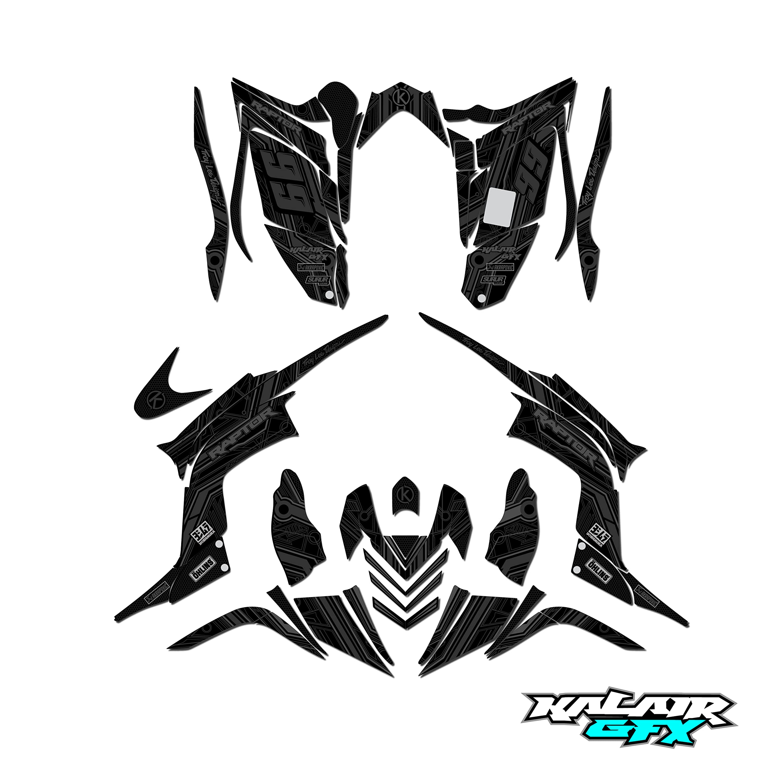 Kalair GFX Graphics Kit for Yamaha Raptor 700 (2006-2012) Electron Series Smoke 21 Mil-ATV UTV Dirt Bike Stickers,Quad Dirtbike Racing Decal Automotive Motocross Accessories no Plastics