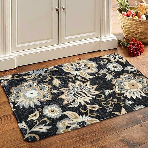 Miniatura 2 de Lahome Alfombras de área lavables florales  2 x 3 antideslizante pequeña alfombra de entrada para interiores, alfombras de cocina resistentes a las