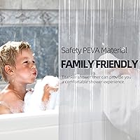 Vista 5 de Titanker 12 ganchos para cortina de ducha con forro transparente de cortina de ducha de 72 x 72 pulgadas