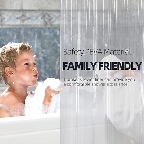 Miniatura 5 de Titanker 12 ganchos para cortina de ducha y forro transparente de cortina de ducha de 72 x 72 pulgadas