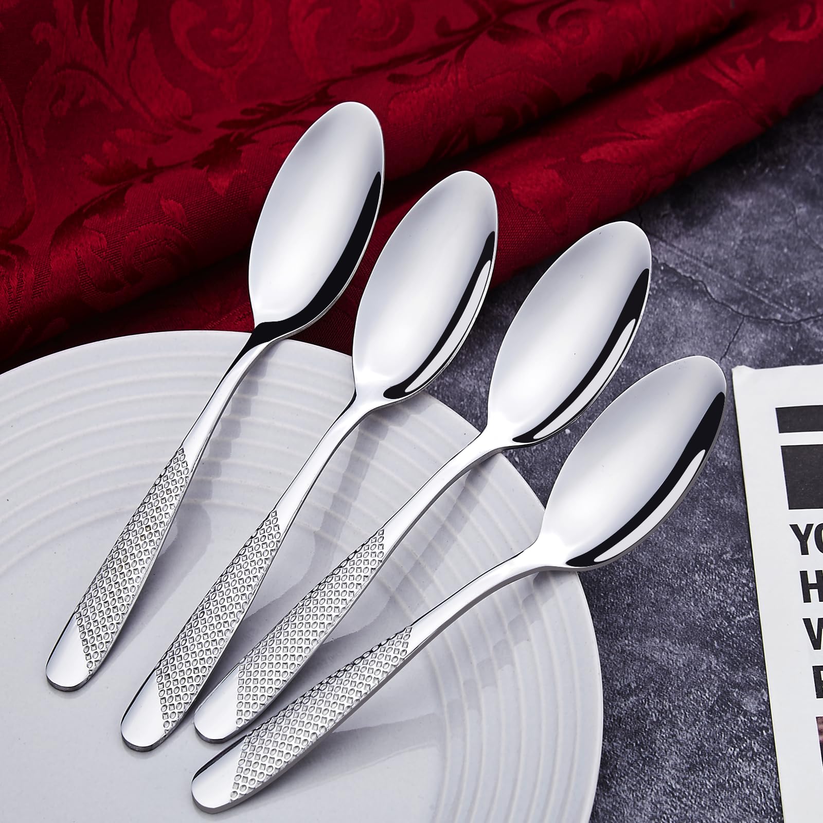 Set di 36 Cucchiaini da caffè, 15 cm (5,91 pollici), Joeczo Set di cucchiaini in acciaio inossidabile per Caffè/Tè/Dessert, Lavabile in lavastoviglie, Manici con motivo stella e diamante