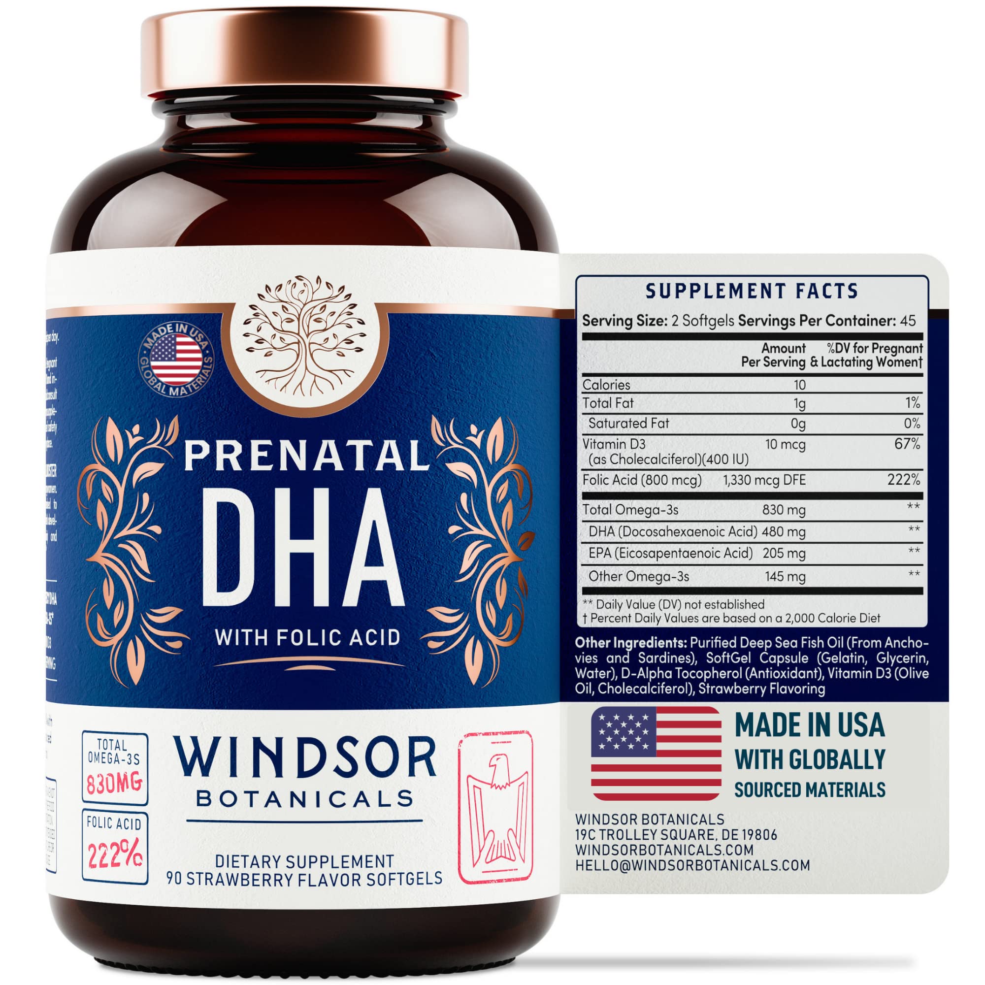 Buy Prenatal DHA with Folic Acid Fetal Development and Pregnancy Support Windsor Botanicals