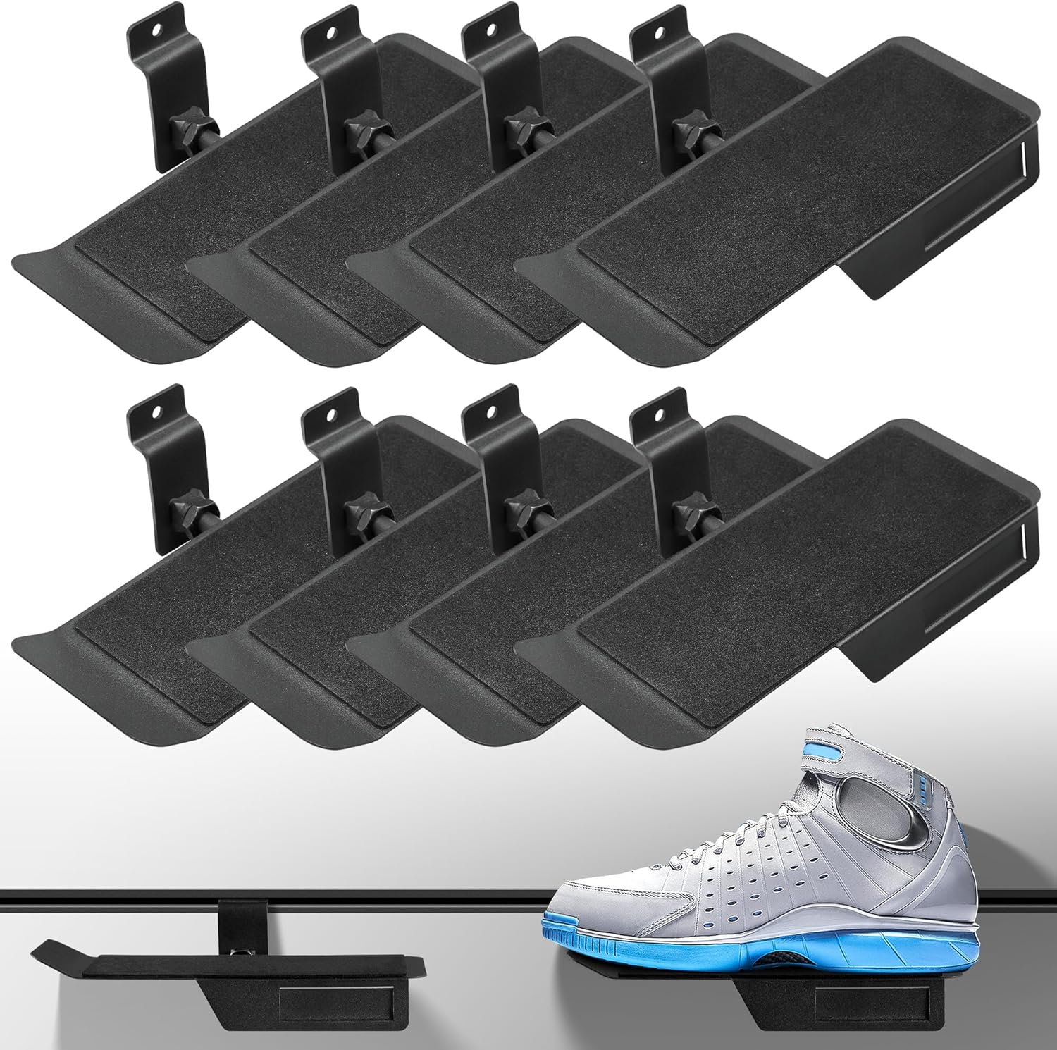 8 Pack Slatwall Shelves For Shoes, Adjustable Tilt Slatwall
