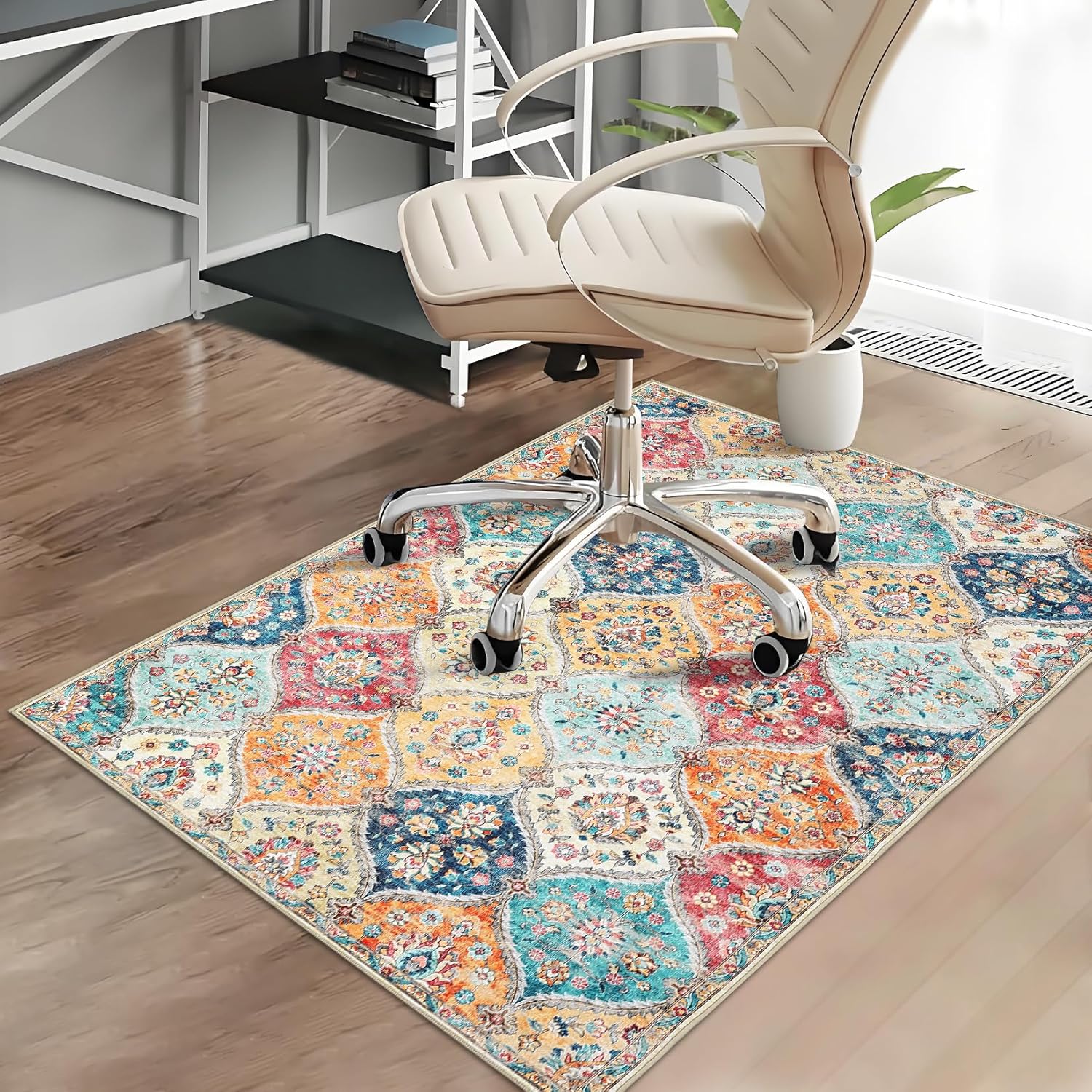 Office Chair Mats for Hardwood Floor, 48"X60" Desk Chair Mat for Hard Floor, Gaming Computer Chair Mat Office Rug for Rolling Chairs, Low Pile Carpet Under Chair Floor Protector, Orange