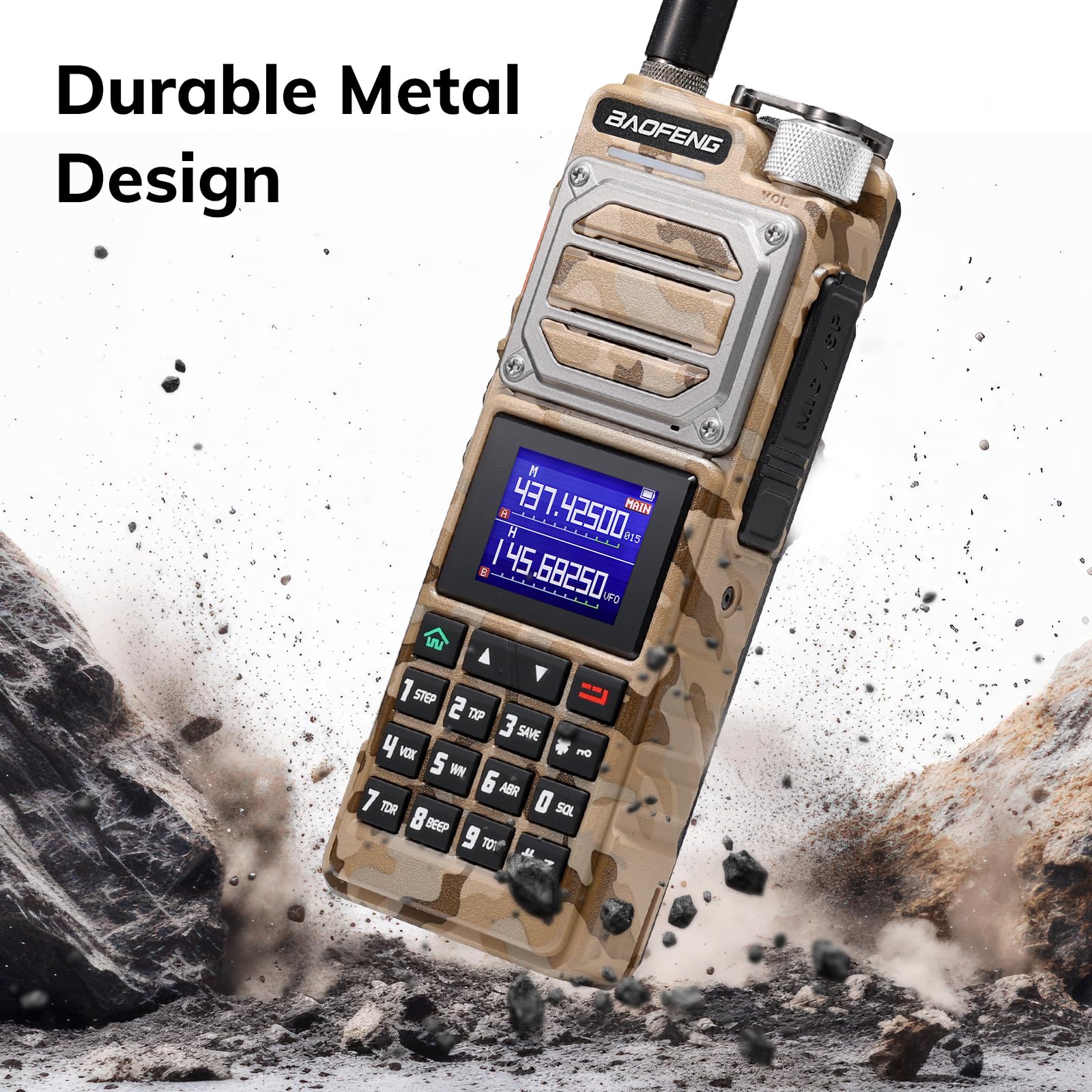 BAOFENG UV-25 Radio Amateur tri-Puissance Portable, Radio Longue portée 10W, récepteur multibande UHF VHF FM Air, Batterie 5200mAh, Charge de Type C, antenne col de Cygne | Batterie 5200 mAh avec type C, récepteur FM Air multibande amateur, antenne col de