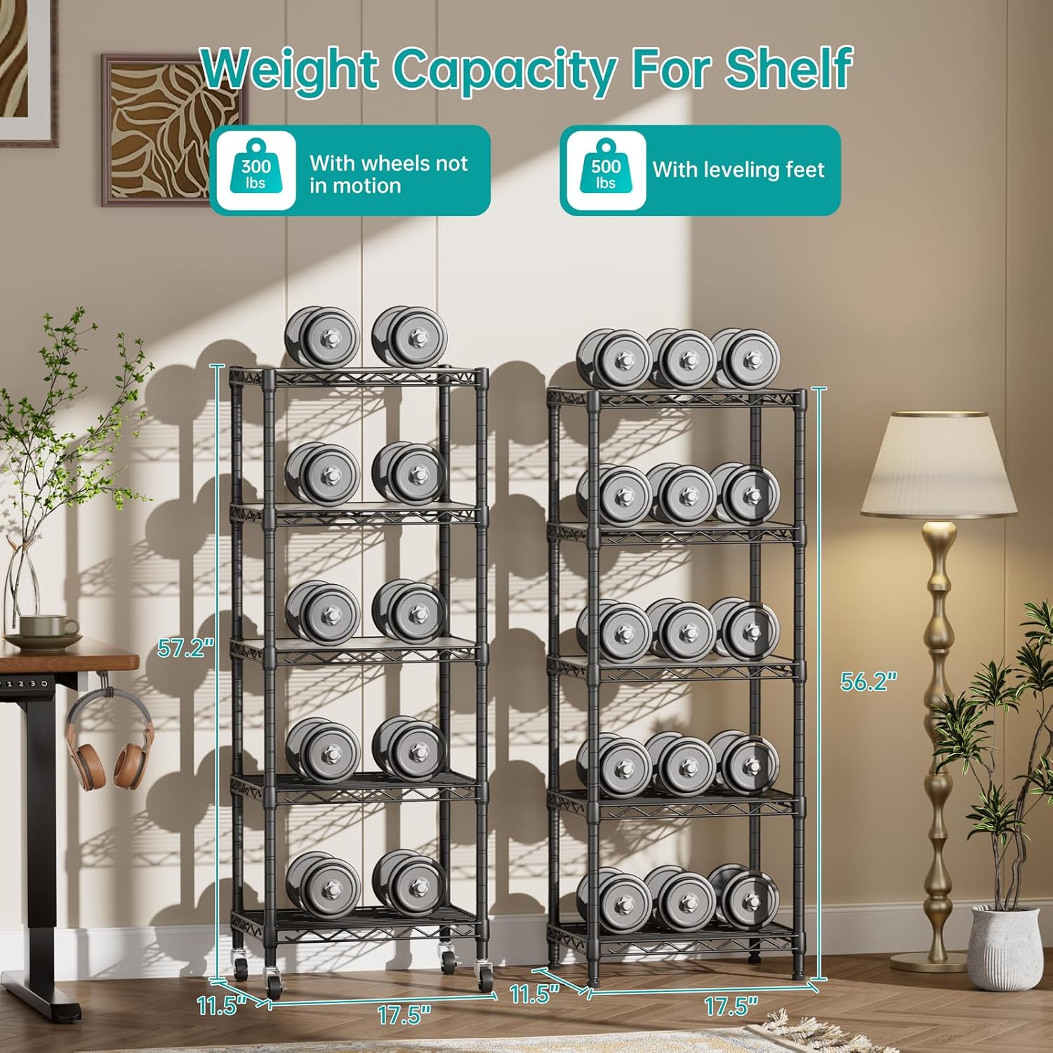 SINGAYE 5 Small Shelf Storage Wire Shelves Closet Bathroom Organizers Metal Pantry Kitchen Garage Shelving Unit Laundry Room Organization Home Narrow Rack Net Basket with Wheels Black - Image 3