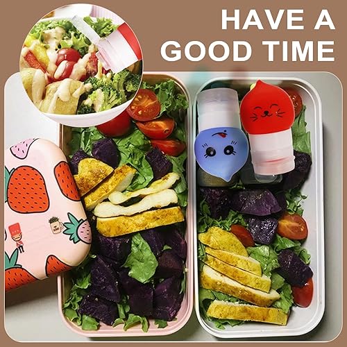 Miniatura 6 de Paquete de 4 botellas de aderezo de ensalada de 1.3 onzas con cepillo de limpieza, recipiente pequeño para aderezo de ensalada para llevar, botellas