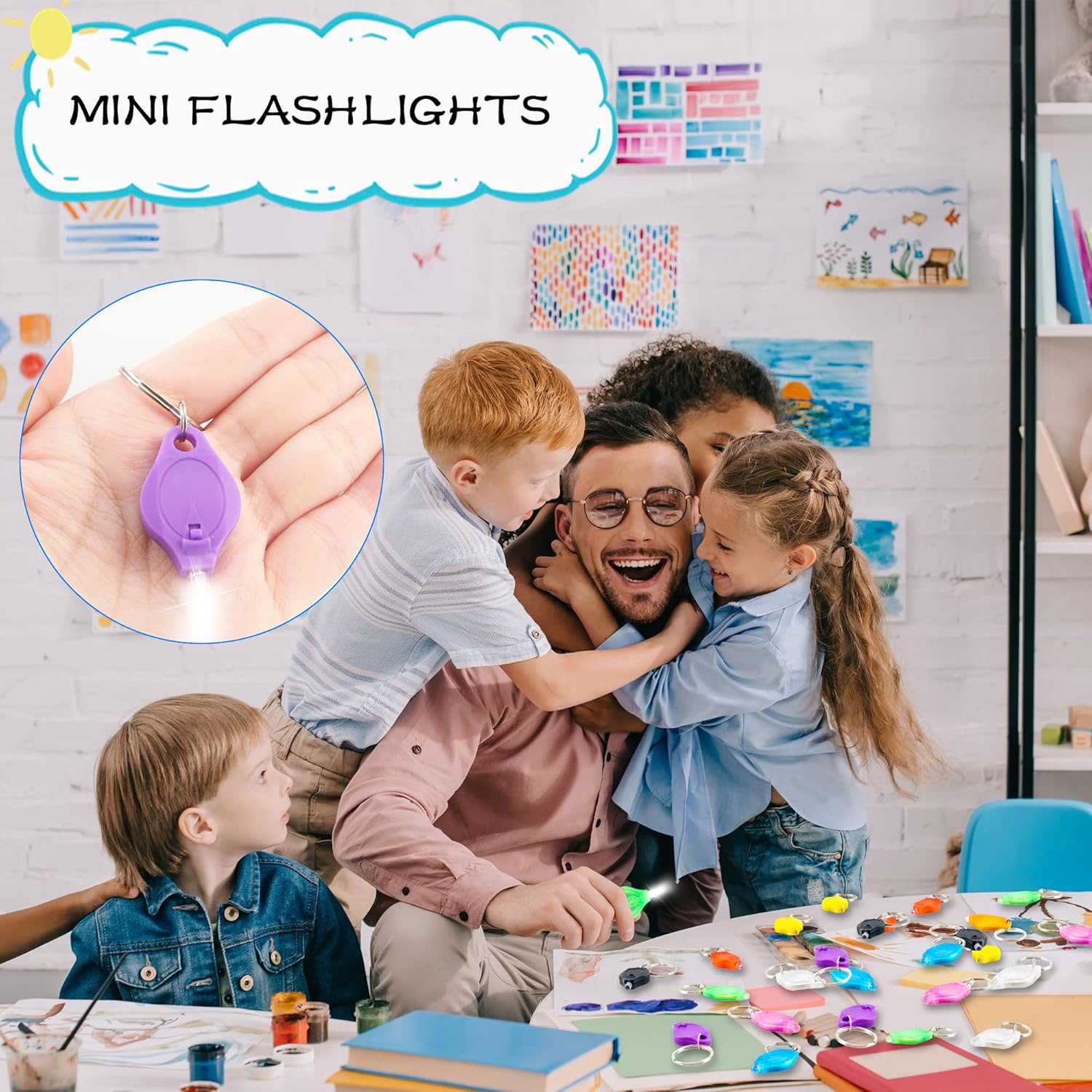 36 Pack Mini Led Flashlight Keychain Portable Colorful Small Flashlight Keychain Ultra Bright Torch Key Ring for Outdoor and Indoor Night Activities and Emergency Lighting