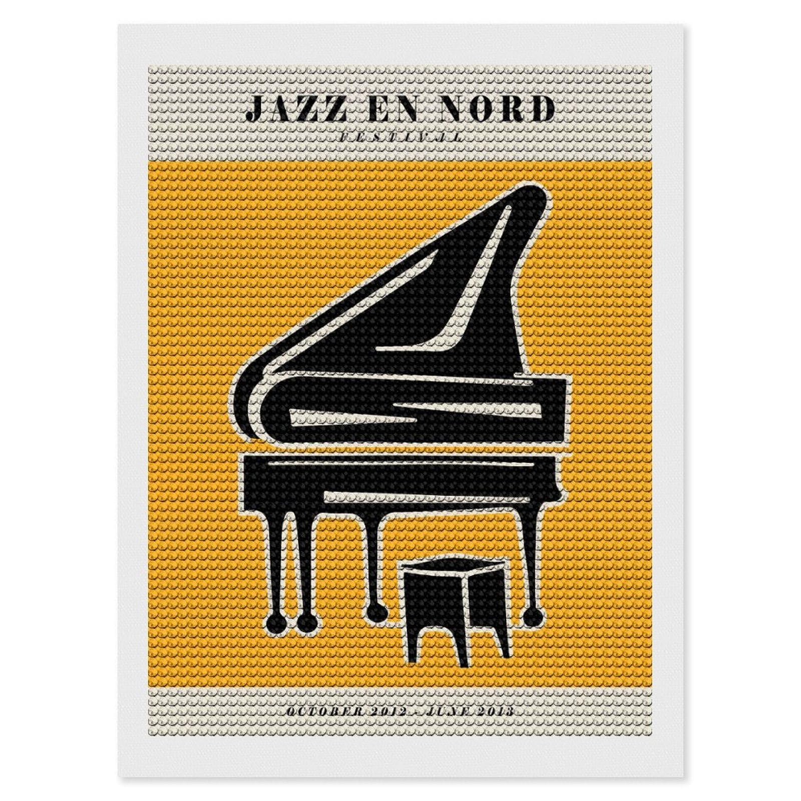 Junmoney Jazz En Nord Yellow Print Diamond Painting Canvas Set 12"x16", Mindful Craft Activity, Nice Detail and Sparkle, Farmhouse Decor, Birthday Gift