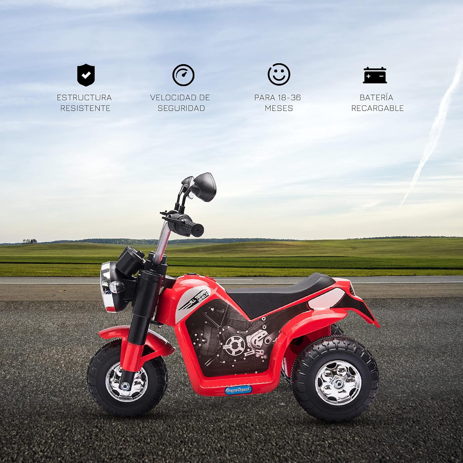 Key features of the HOMCOM 3-Wheel Electric Motorcycle