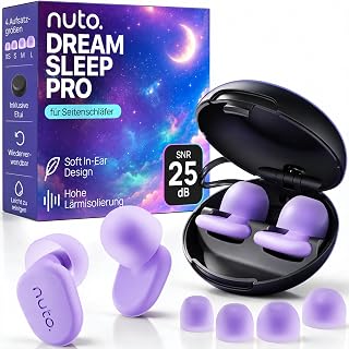 nuto DREAMSLEEP PRO Ohrstöpsel zum Schlafen für Seitenschläfer - 25 dB SNR
