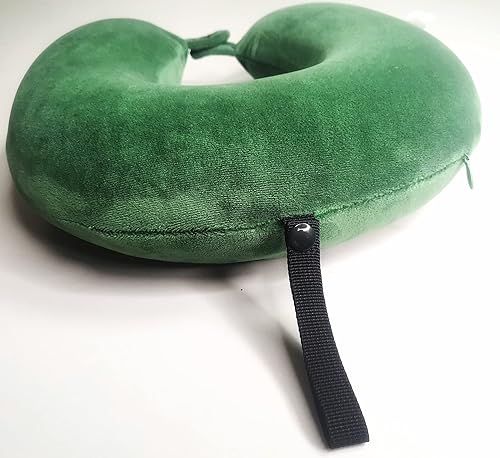 Miniatura 2 de Almohada de cuello de espuma viscoelástica de viaje con correa a presión, para avión, tren o coche, funda cómoda y suave, funda extraíble, lavable a