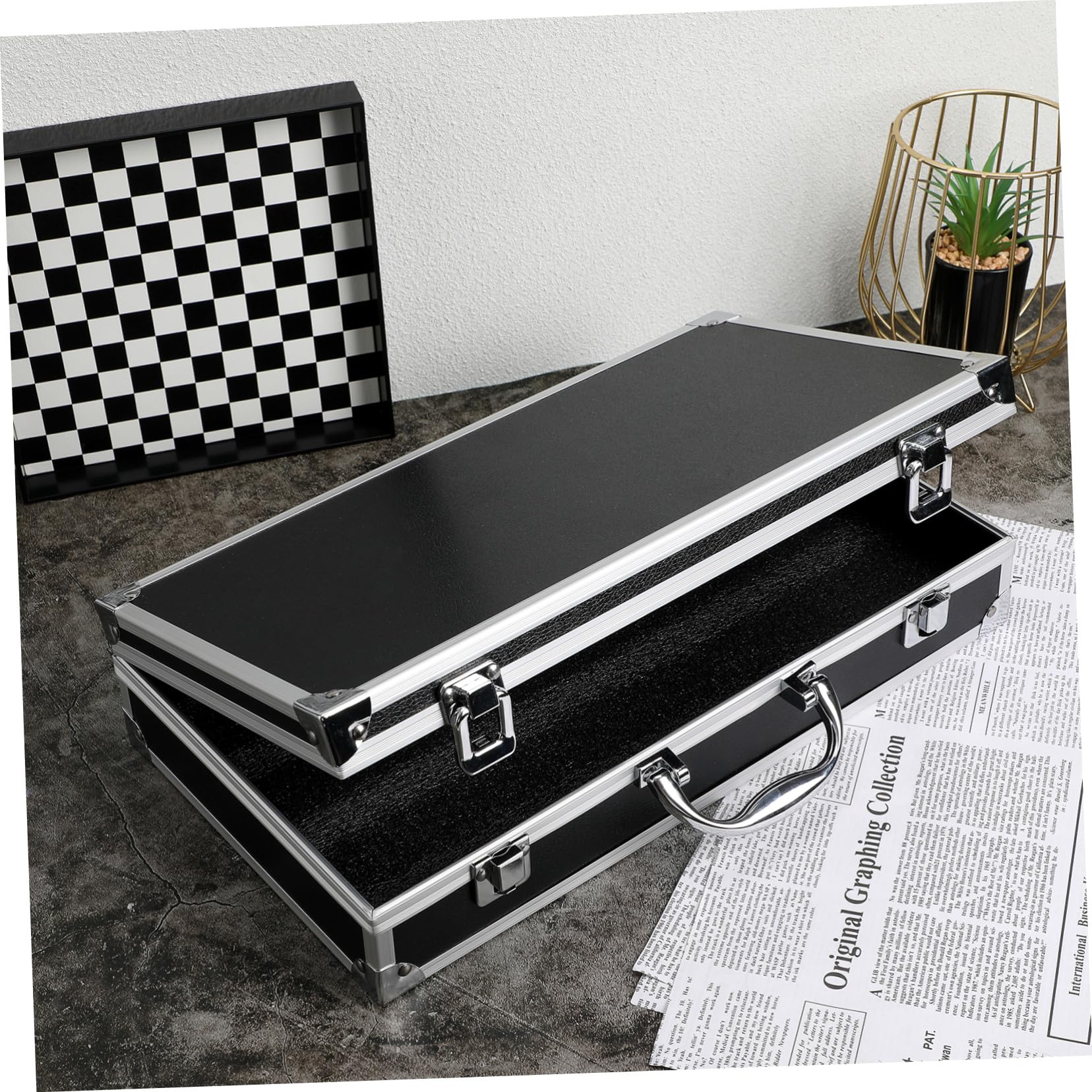 Coffret à Outils en Alliage D'aluminium Noir, Grosse Capacité, Sécurité