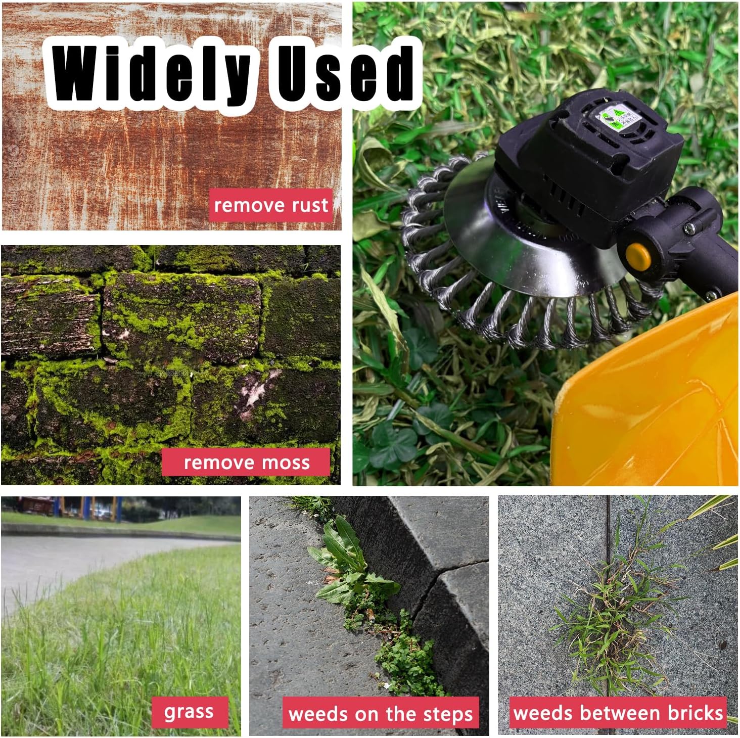 8 inch steel wire weed wheel brush weed trimmer head, unbreakable wired trimmer blade head, wire rotary brush for weed eater, brush cutter, weed wrackers, for moss grass rust removal