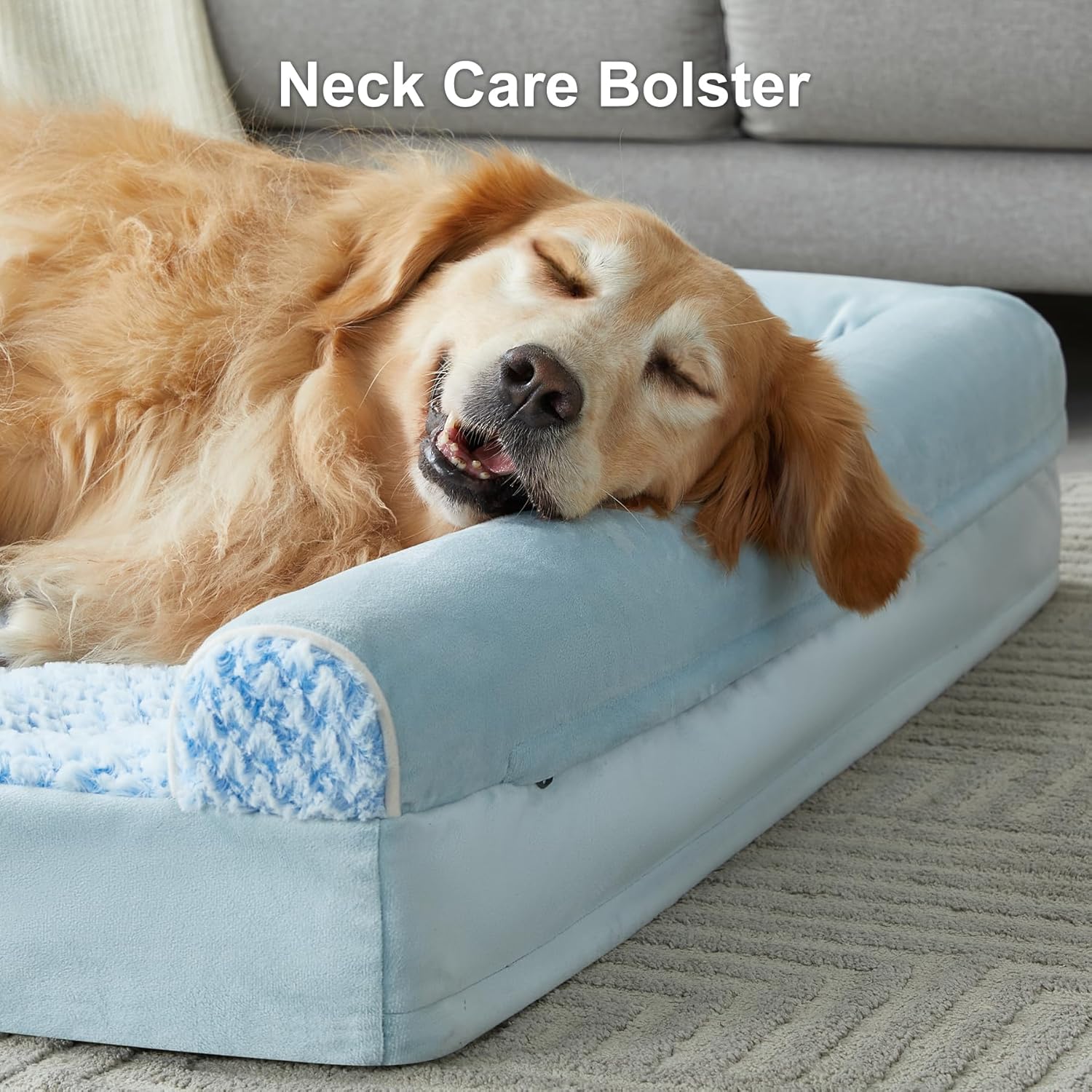 review WNPETHOME Dog Beds for Large Dogs, Orthopedic Sofa Dog Bed Mat Pillow with Removable Waterproof Cover, Egg-Foam Dog Crate Bed for Medium Large Dogs