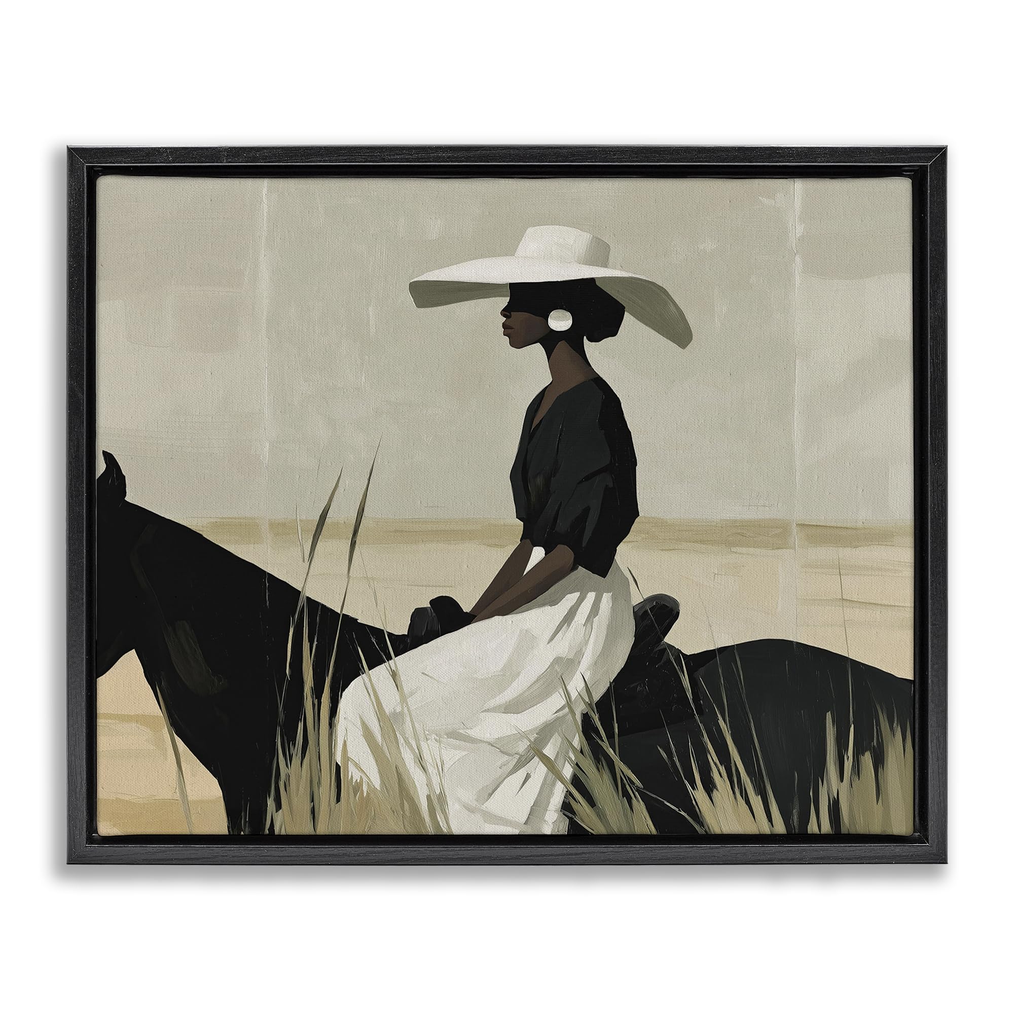 Stupell Industries 'Equestrian Elegance Silhouette', Floating Frame Canvas Art, Black, 31 x 25 Inches, Easy to Hang and Sturdy, Made in USA, by Svetlana Aleynikova