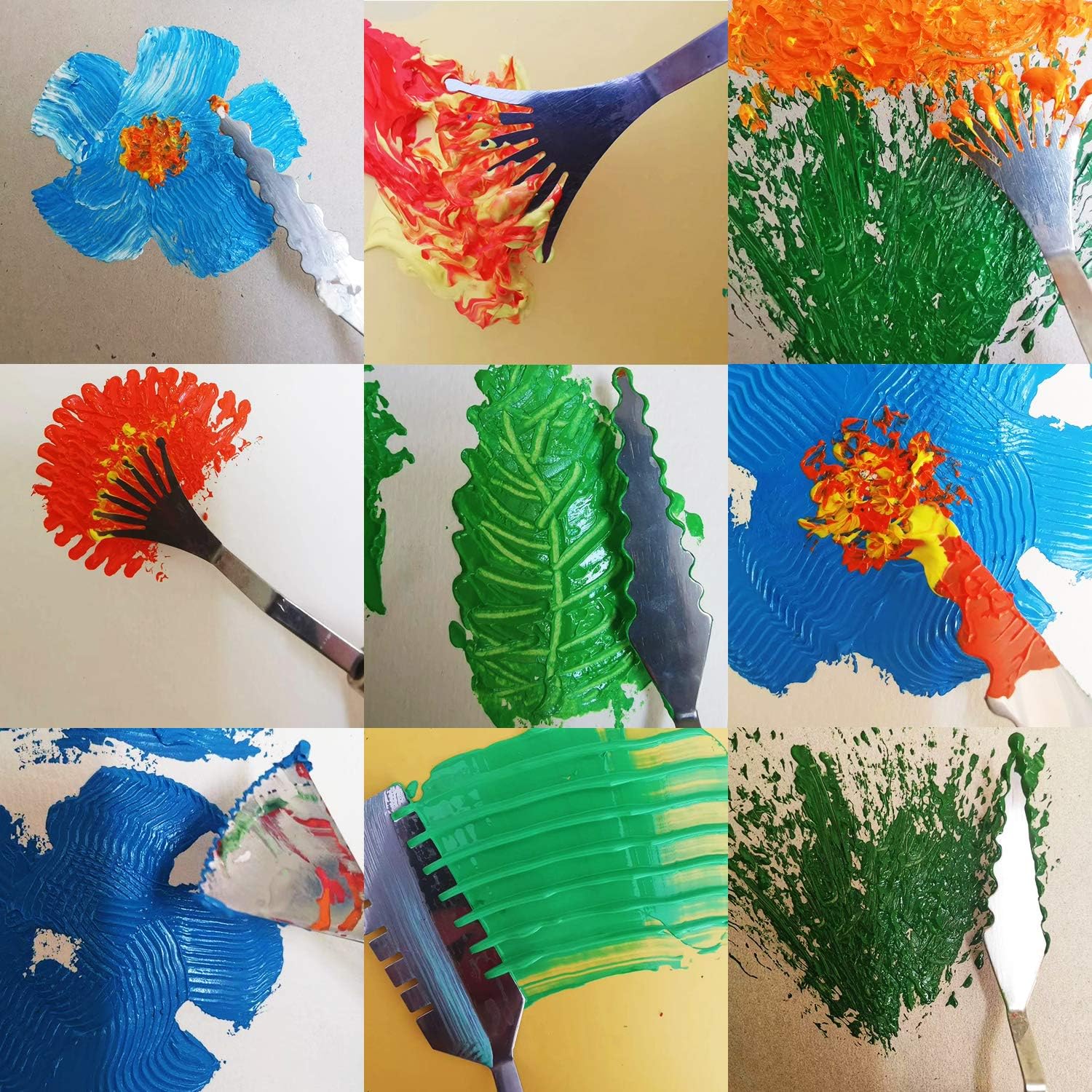 Ationgle Palette Knife 14 Pieces Stainless Steel Spatula Painting Supplies with Wood Handle for Oil Painting, Acrylic Mixing and Texturing