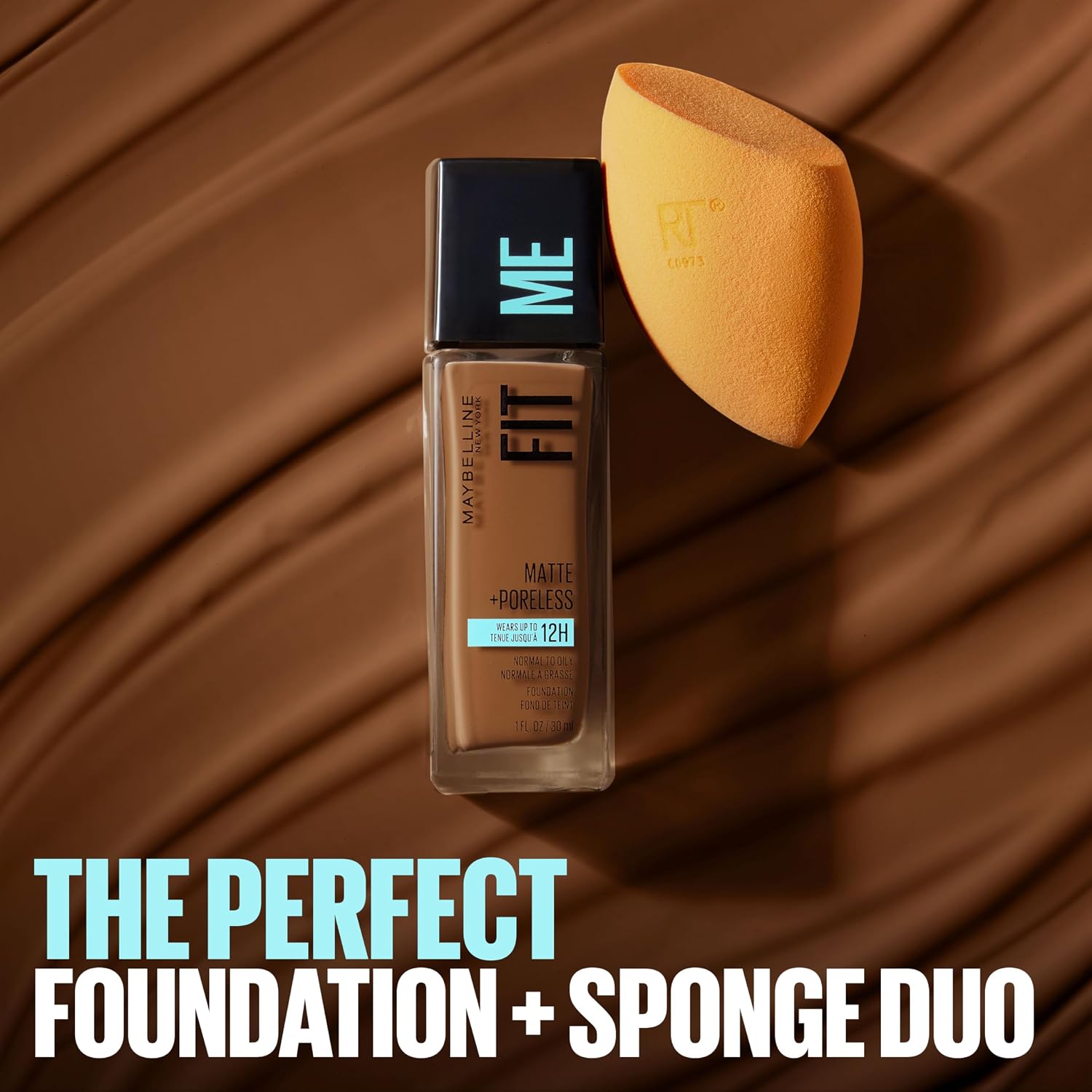 Maybelline Fit Me Matte + Poreless Liquid Foundation and Real Techniques Makeup Sponge Bundle, Includes 1 Foundation in Mocha and 2 Miracle Complexion Makeup Sponges image 3