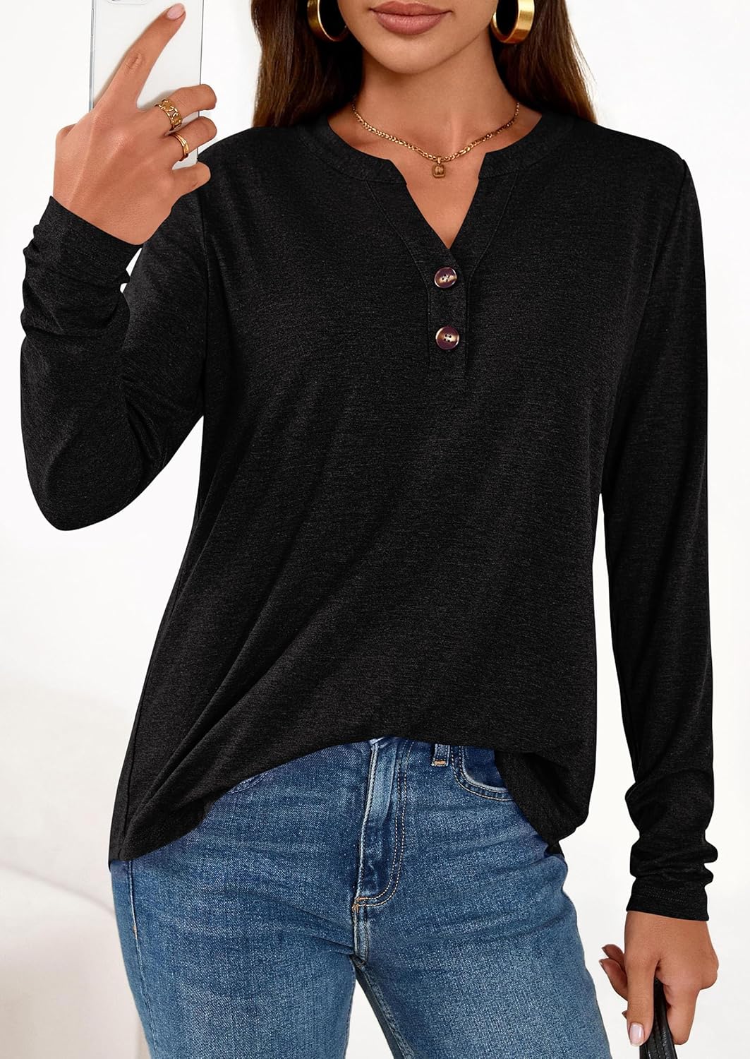 PRETTYGARDEN Long Sleeve Shirts for Women 2026 Spring Fashion Clothing Henley Tops Trendy Dressy Casual Blouses Work Outfits - Image 7