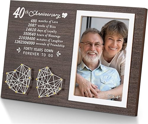 Yakucho Regalos de boda para parejas, aniversario para padres, marco de clip de 40 aniversario, regalos para pareja, 40 aniversario, regalo para