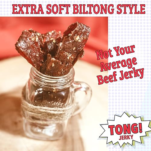 Miniatura 6 de Tong Jerky - Paquete de 12 bolsas resellables de 2.25 onzas - Carne seca estilo Biltong fabricada en los Estados Unidos (sal marina de pimienta