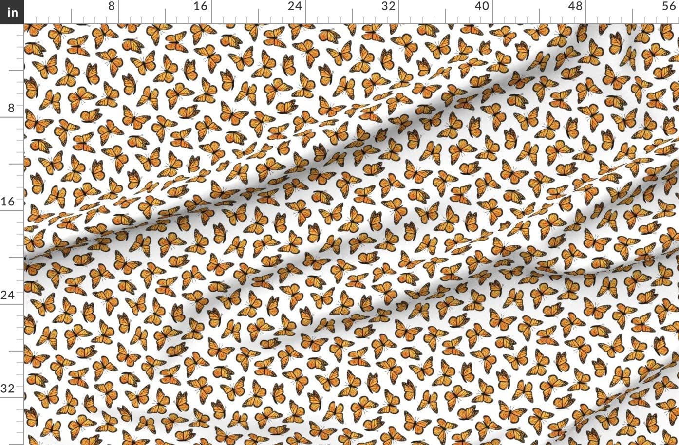 Spoonflower Fabric - Small Scale Monarch Butterflies Butterfly Spring Insect Pollinator Printed on Organic Cotton Sateen Fabric by The Yard - Sewing Quilting Apparel Home Decor