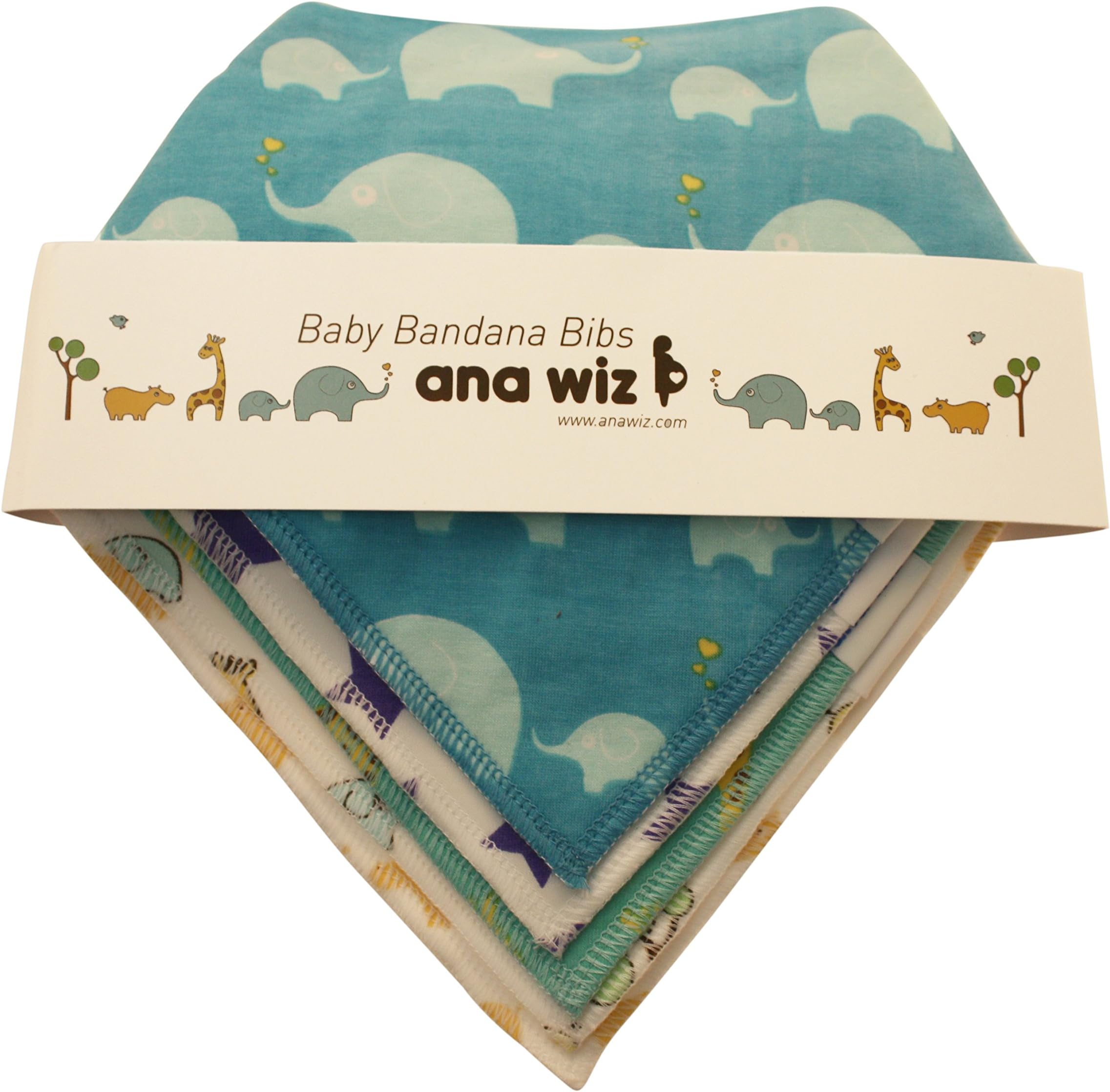 ana wiz Premium Baby Bandana Bibs, 100% Organic Cotton, Set of 5 Unique Designs