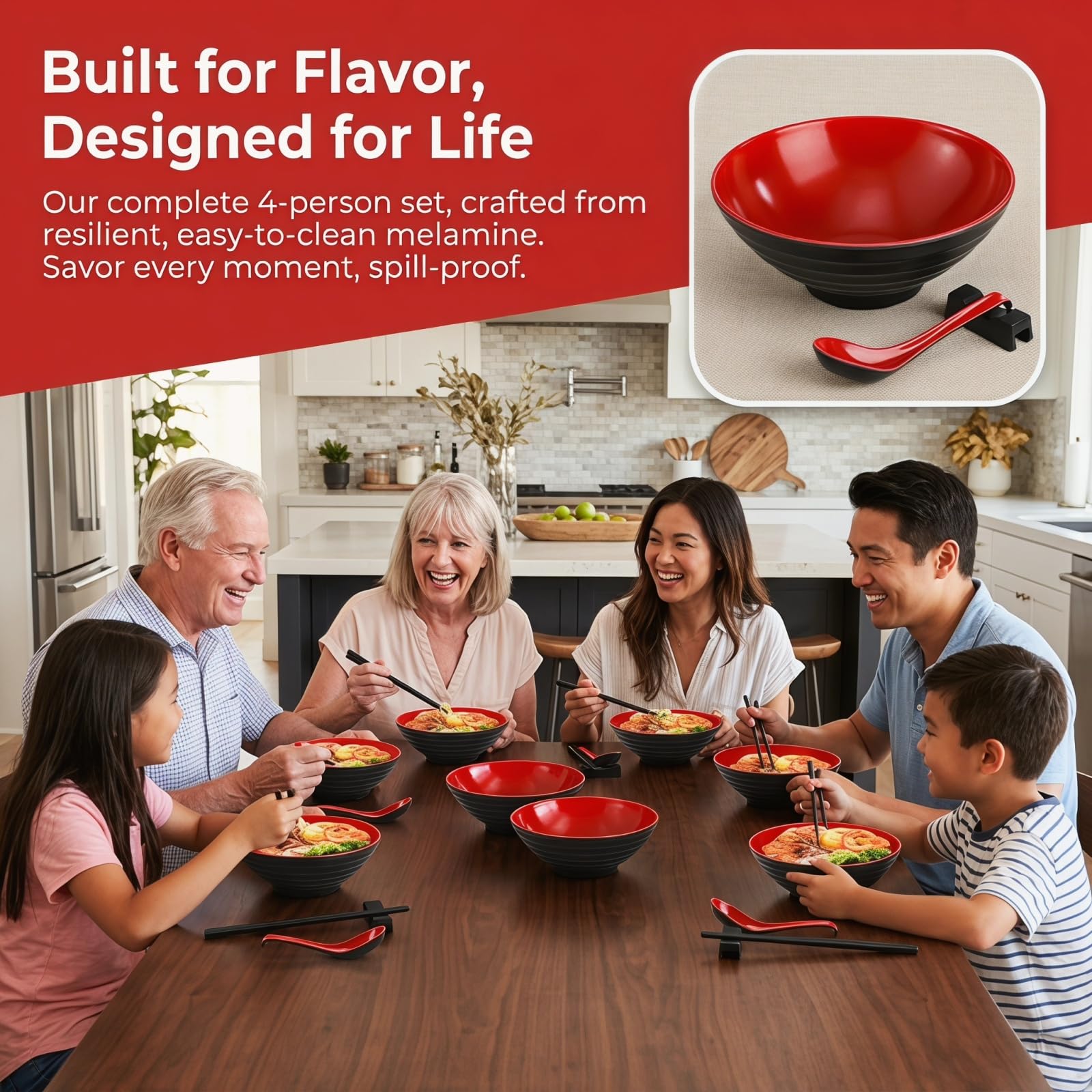 Amazon.com: Lyellfe 16 Pieces Ramen Bowl Set, Restaurant Quality
