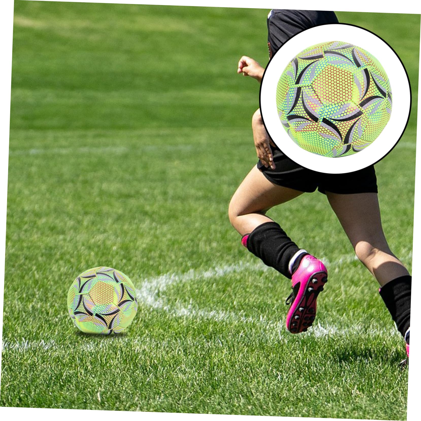Toyvian Pelota de Fútbol Glow In The Dark para Entrenamiento Adultos de Fútbol de Rendimiento para Partidos de Día y Noche Superficie Ergonómica y Diseño Luminiscente