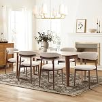 COLAMY Wooden Dining Chairs Set of 4, Modern Fabric Upholstered Kitchen Side Chairs, Farmhouse Dining Room Chair with Foot Pegs, Beige
