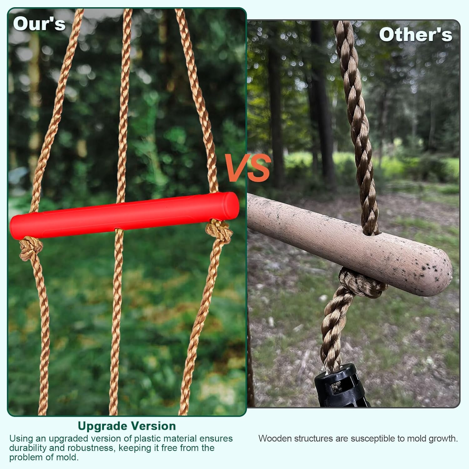 AGPTEK Disc Swing with Monkey Bars, Tree Swing Set Accessories Rope Disk Swing Seat with Carabiner and 22in Hanging Strap Heavy Duty Swingset for Zipline Outdoor Playground, Jungle & Gym (Red)